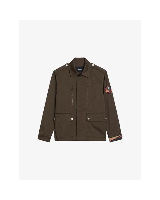 Zadig & Voltaire Brown Patch-Pocket Military Cotton Jacket