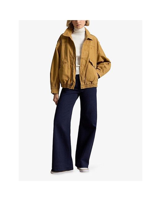 Polo Ralph Lauren Brown High-Neck Relaxed-Fit Cotton-Canvas Jacket