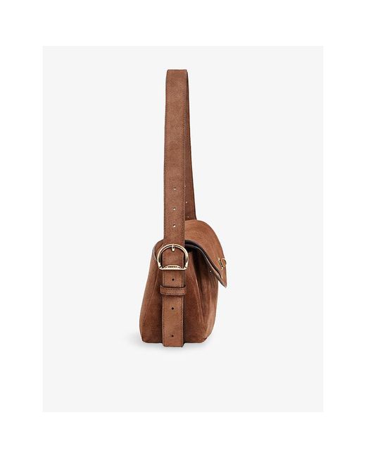 Sandro Brown Le Mambo Suede Shoulder Bag