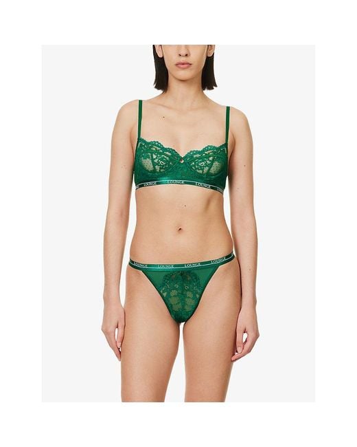 Lounge Underwear Blossom High-rise Stretch-lace Thong X in Green | Lyst UK