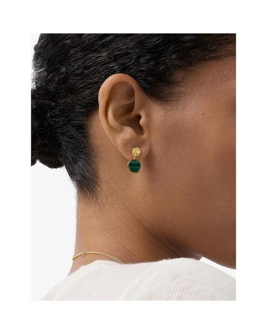 Astley Clarke Multicolor Terra 18Ct- Plated Sterling- And Malachite Drop Earrings