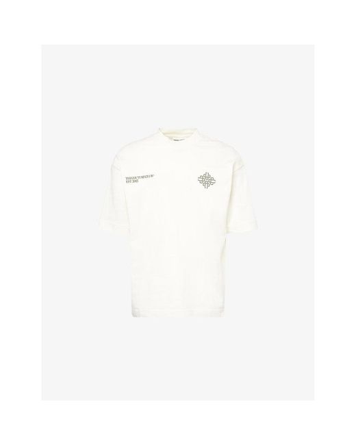 The Couture Club White Blur-Graphic Print Crewneck Cotton T-Shirt for men