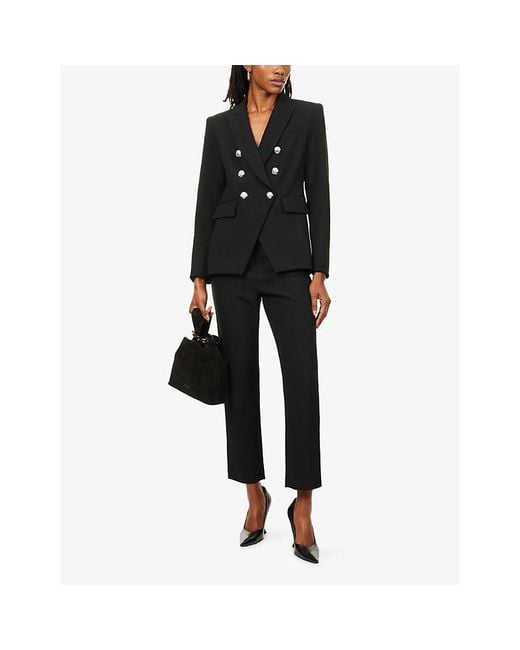 Veronica Beard Black Renzo Tapered Woven Trousers
