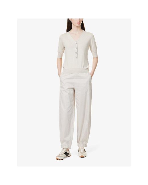 Max Mara White Candela Cropped Tapered-leg Cotton Trousers