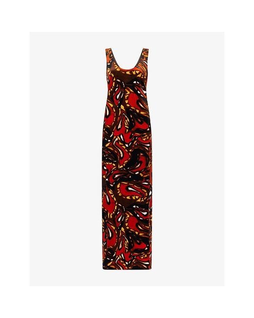 Dries Van Noten Red Debant Sleeveless Cotton-Blend Maxi Dress
