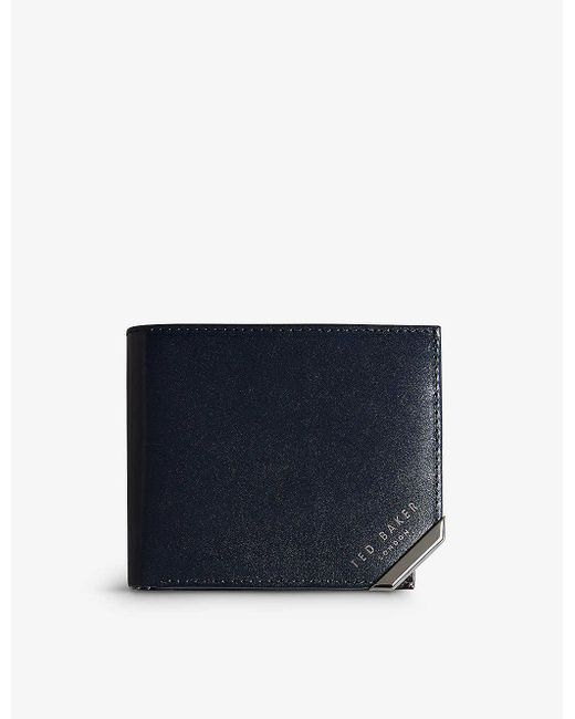 Ted Baker Blue Kornerr Logo-embossed Bifold Leather Wallet for men