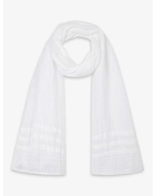The White Company White Textured Lightweight Linen Scarf