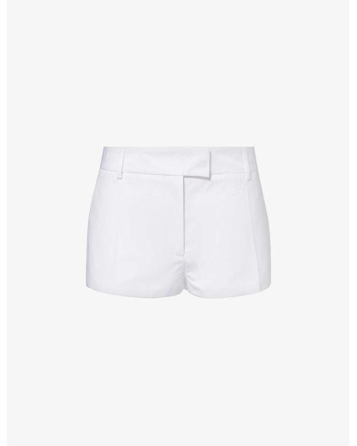 Valentino Garavani White Pressed-crease Slim-fit Cotton Shorts