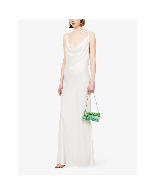 Rat & Boa White Ophelia Cowl-Neck Satin Maxi Dress