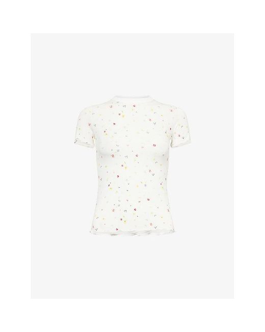 THE NAP CO White Slim-Fit Ditsy Stretch-Jersey Pyjama Top
