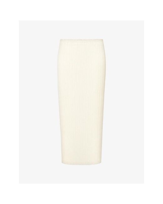 Vince Natural Elasticated-waist Pleated Woven Midi Skirt