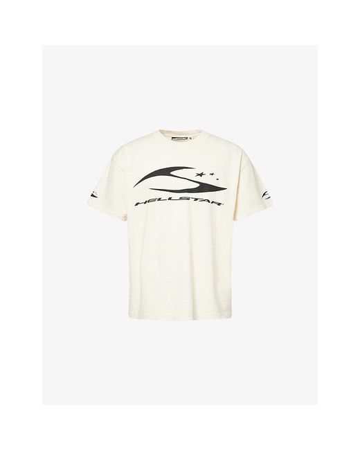 HELLSTAR White Cursive Logo-Print Cotton T-Shirt for men