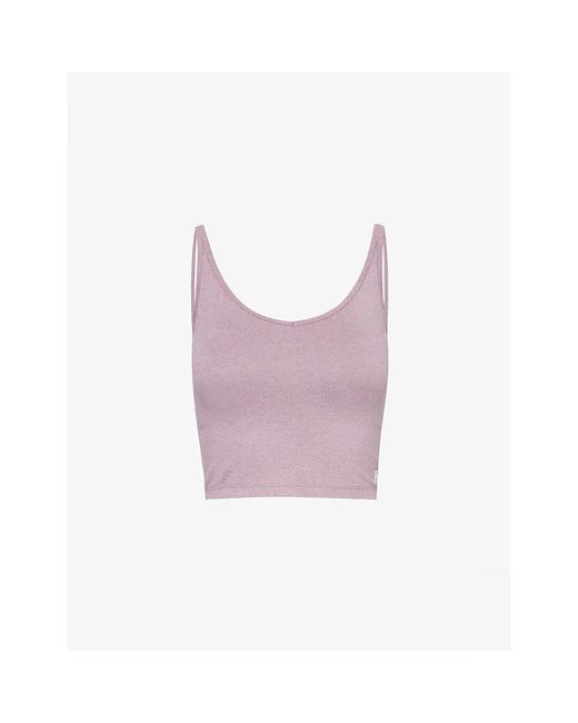 vuori Purple Halo Performance Scoop-neck Cropped Stretch-recycled Polyester Top