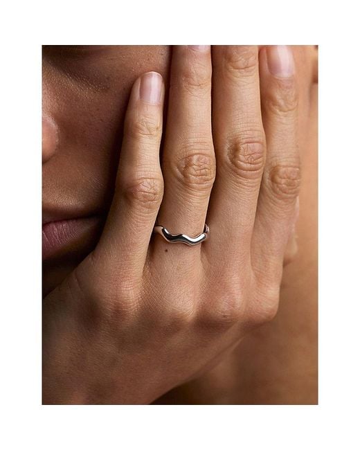 Astrid & Miyu White Ripple-Plated Sterling Band Ring