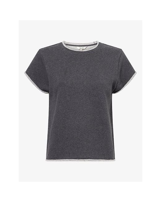 ME+EM Gray Baby Tee Cropped Cotton Sweatshirt Top