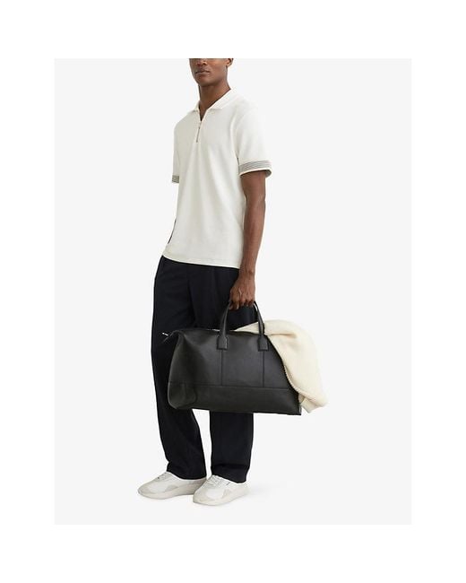 Reiss White Bruno Half-Zip Stretch-Woven Polo Shirt for men