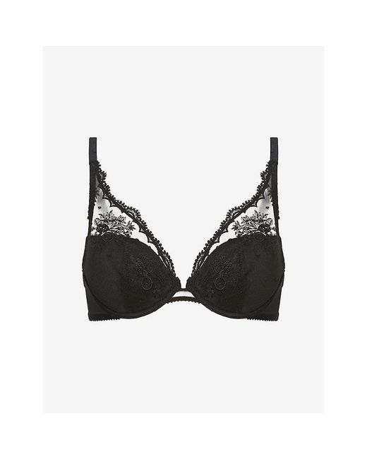 Simone Perele Black Intrigue Triangle Underwired Lace Push-Up Bra