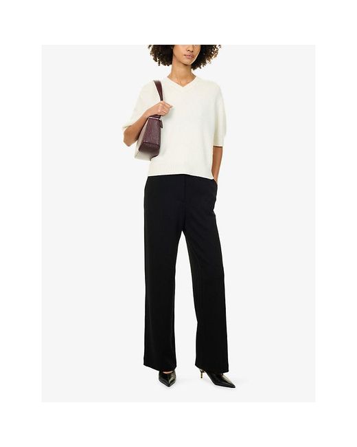 Theory White V-Neck Cashmere Knit T-Shirt