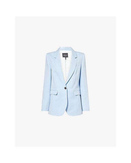 ME+EM Blue Sharp Shoulder Cotton And Linen Jacket