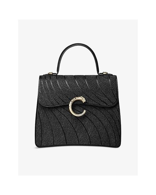 Cartier Black Panthère C De Leather Top-Handle Bag