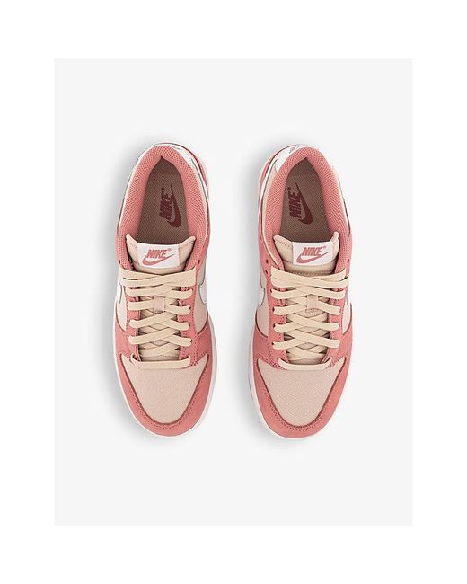 Nike Pink Dunk Low Panelled Leather And Woven Low-top Trainers for men