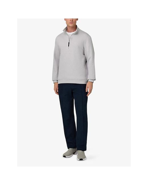 Boggi White Half-Zip Stretch Cotton-Blend Jumper for men
