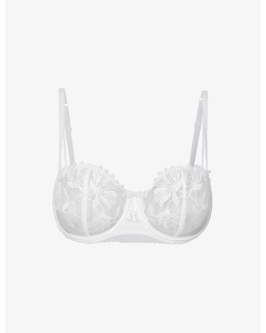 Aubade Lovessence Floral-embroidered Lace Underwired Bra in White | Lyst