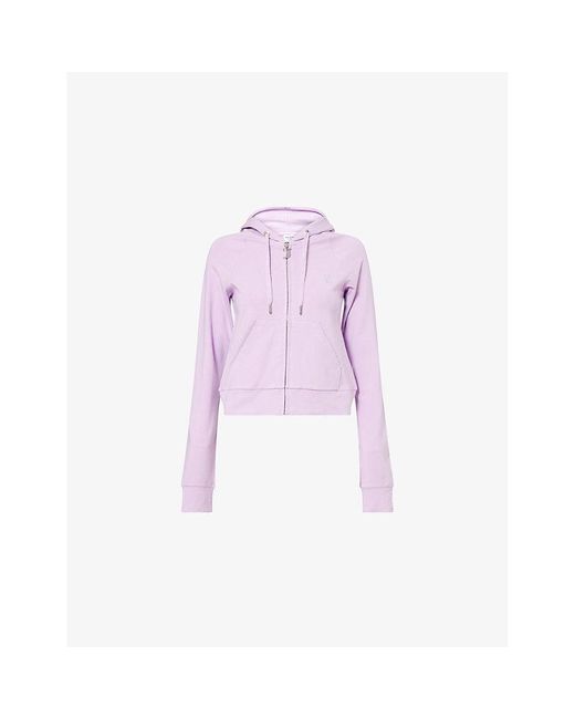 Juicy Couture Purple Oola Rhinestone-Branding Stretch-Woven Hoody