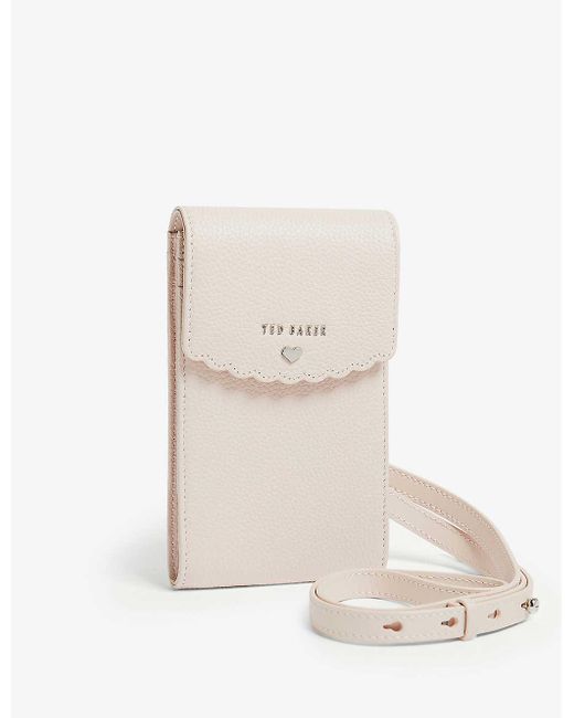 Ted Baker Scalloped Leather Crossbody Phone Pouch in Natural Lyst