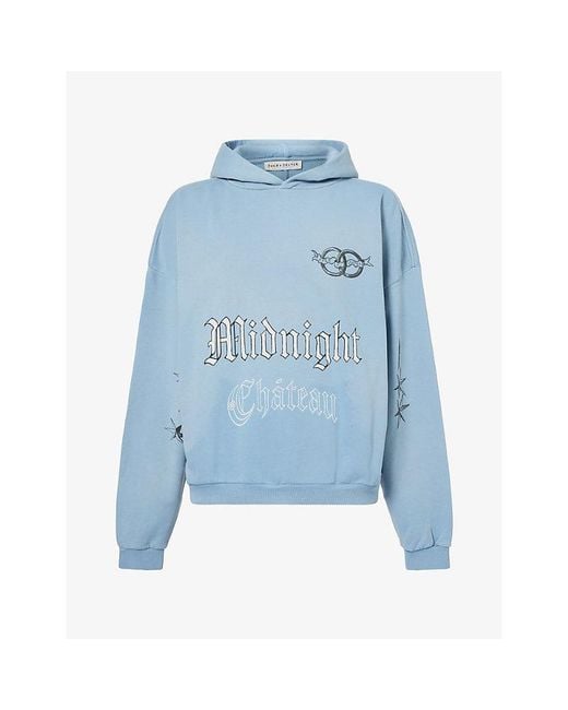 Duke & Dexter Blue Mc Sunfaded Printed Cotton Hoody for men
