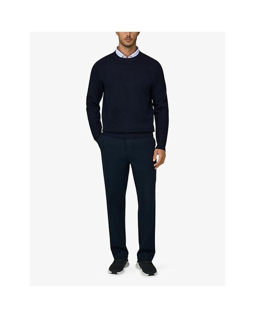 Boggi Blue Crewneck Knitted Wool-Blend Jumper for men
