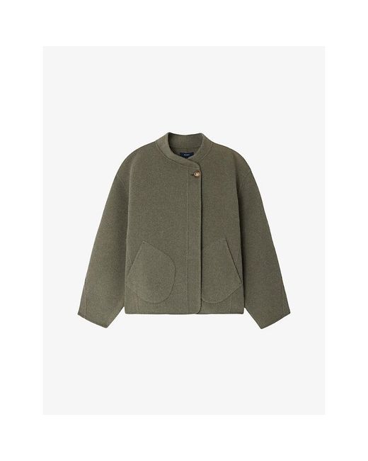 Soeur Green Windsor Relaxed-Fit Wool-Blend Jacket