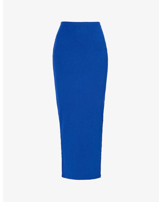 Skims Blue Soft Lounge Ribbed-weave Stretch-jersey Maxi Skirt