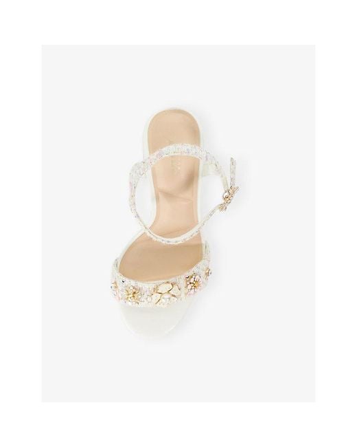 Dune White Mention Woven Heeled Sandals