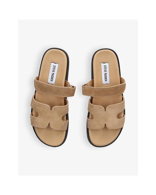 Steve Madden Natural Missile Multi-Strap Suede Sandals
