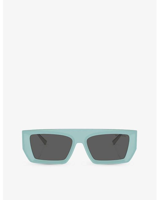 Tiffany & Co Green Tf4214u Rectangle-frame Metal Sunglasses