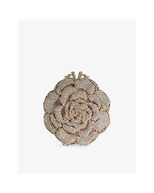 Dune Multicolor Bling Diamante-Flower Metal Clutch