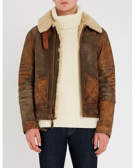 Ralph lauren shearling bomber jacket sales
