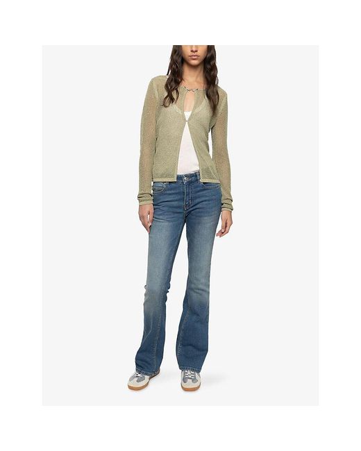 Zadig & Voltaire Green Saya Open-Knit Cotton Cardigan