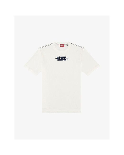 DIESEL White T-just-slits-n6 Branded-print Cotton-jersey T-shirt for men