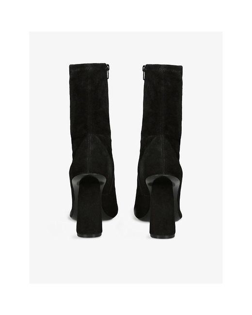 Dries Van Noten Black Curved-heel Zip-fastened Velvet Heeled Ankle Boots