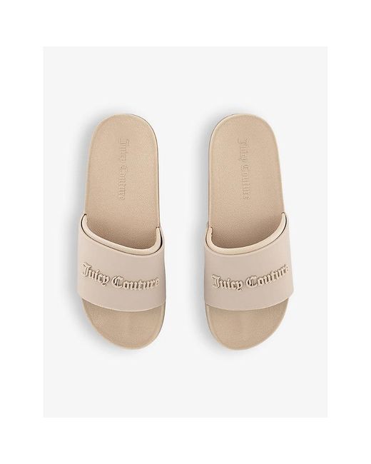 Juicy Couture Natural Breanna Logo-embossed Rubber Sliders