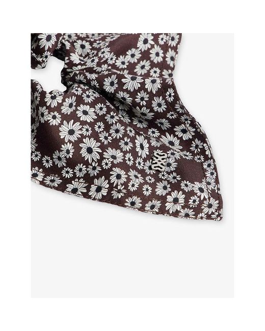 Sandro Brown Floral-Print Woven Scrunchie
