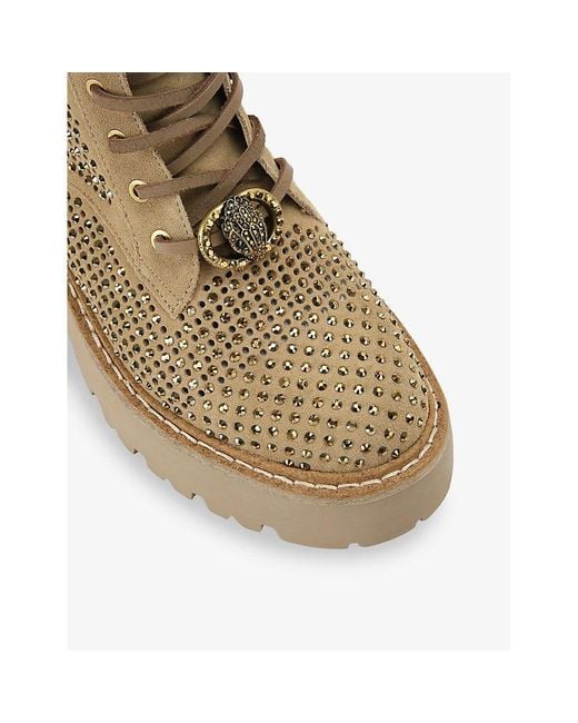 Kurt Geiger Natural Chelsea Perforated Lace-Up Faux-Leather Boots