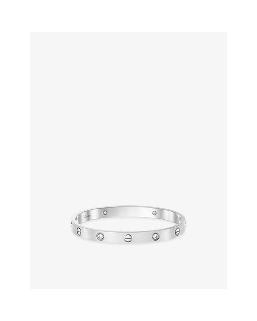 Cartier White Love Classic Brushed 18Ct- And 0.42Ct Diamond Bracelet