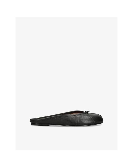Maison Margiela Black Tabi Split-Toe Leather Ballet Flats