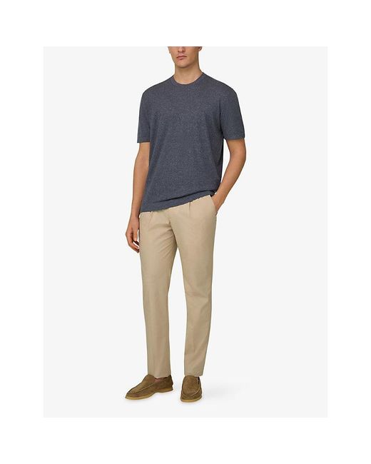 Boggi Blue Fine-Knit Regular-Fit Linen And Cotton T-Shirt for men