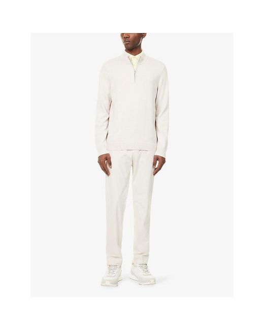 G/FORE White Quarter-Zip Stripe-Collar Cotton-Blend Jumper for men