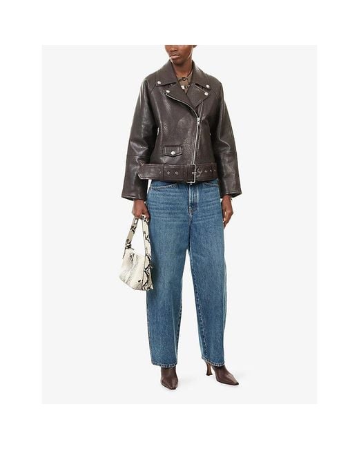 Stand Studio Brown Romy Belted Leather Jacket