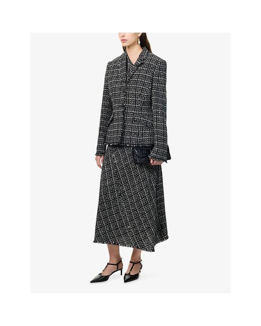 Erdem Black Fitted Single-Breasted Tweed Blazer